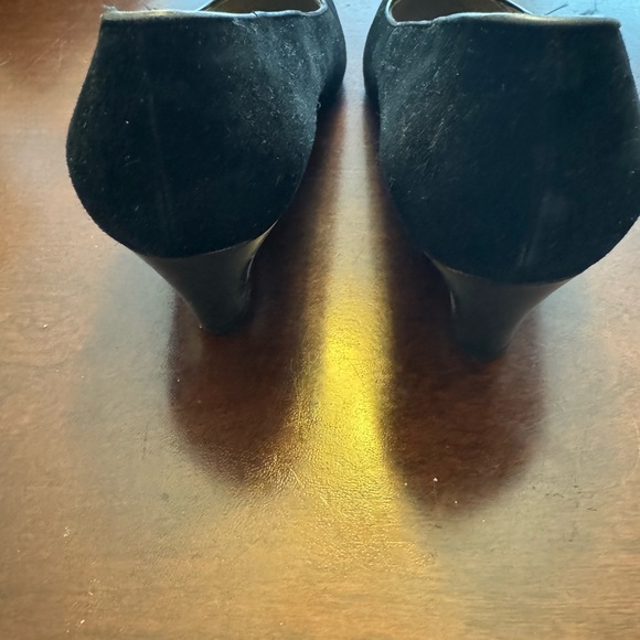 Women Vintage Salvatore Ferragamo blk suede leather Wedge shoes 8 1/2C Italy - Picture 7 of 9